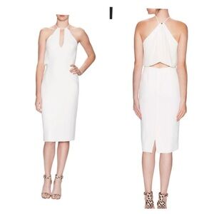 Nicholas Ivory Crepe Halter Drape Dress new